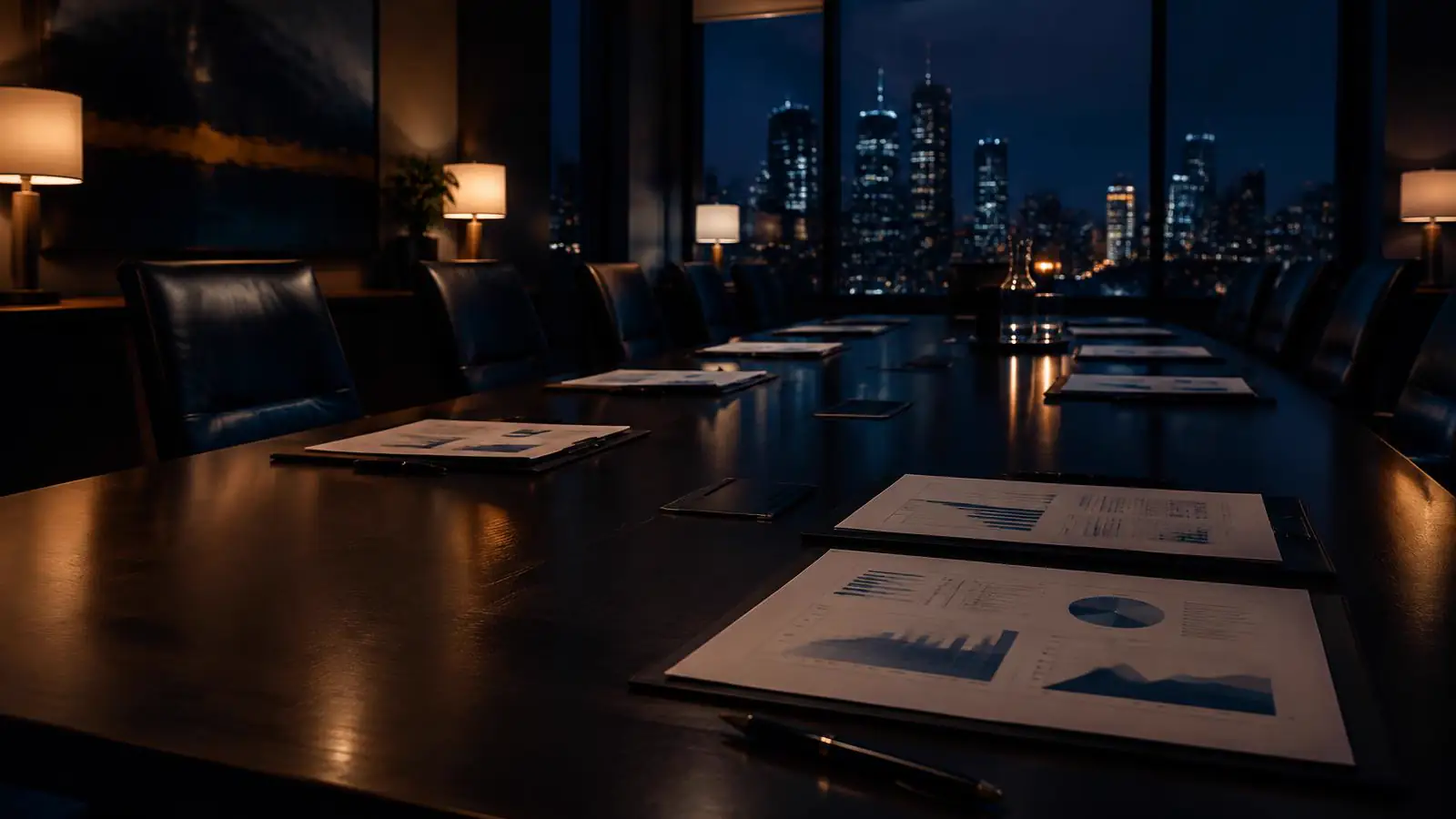 Boardroom with reports