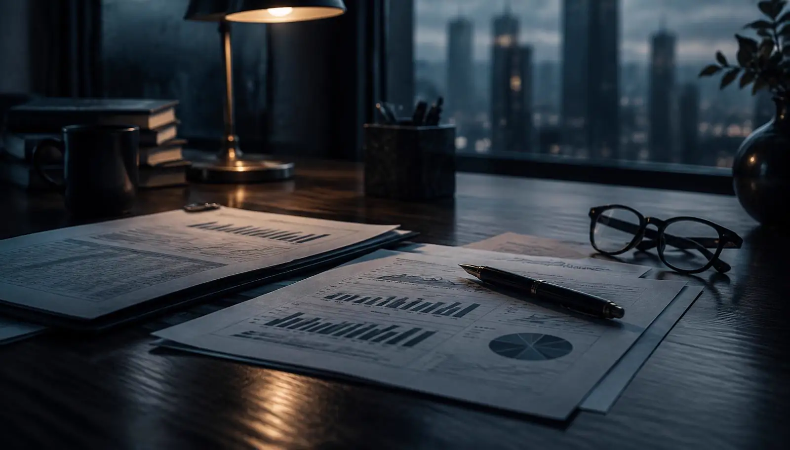 Printed reports on a desk